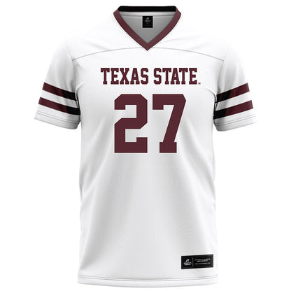 Texas State - NCAA Football : Cordarian Powell - White Football Jersey-0
