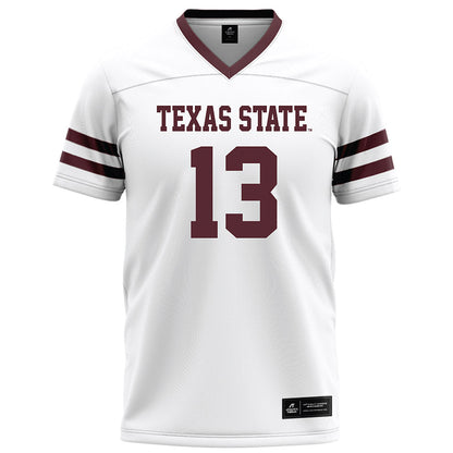 Texas State - NCAA Football : Holden Geriner - White Football Jersey-0