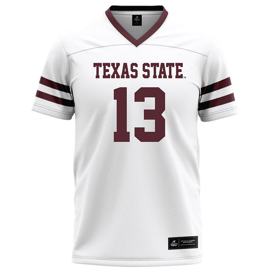 Texas State - NCAA Football : Holden Geriner - White Football Jersey-0