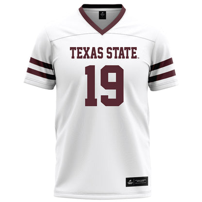 Texas State - NCAA Football : Nathaniel Yarnell - White Football Jersey-0