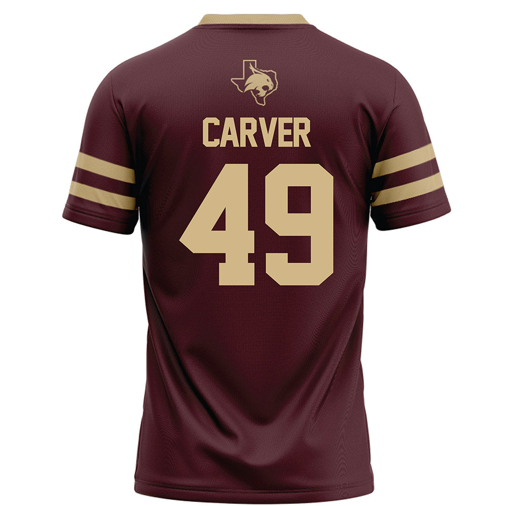 Texas State - NCAA Football : Blaine Carver - Maroon Football Jersey-1