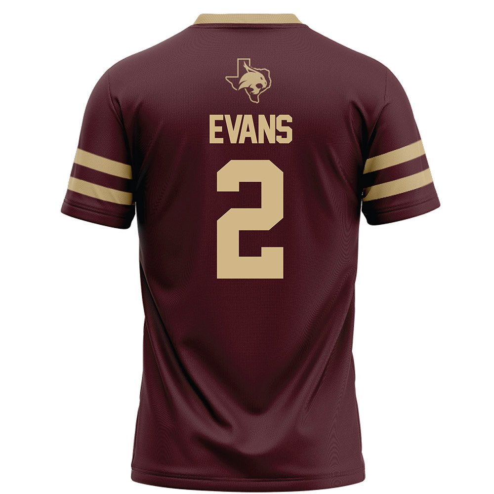 Texas State - NCAA Football : Kylen Evans - Maroon Football Jersey-1