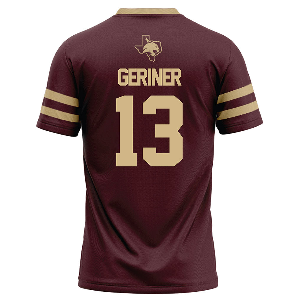 Texas State - NCAA Football : Holden Geriner - Maroon Football Jersey-1