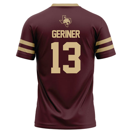 Texas State - NCAA Football : Holden Geriner - Maroon Football Jersey-1