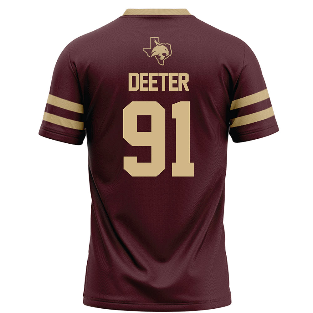 Texas State - NCAA Football : Jp Deeter - Maroon Football Jersey-1