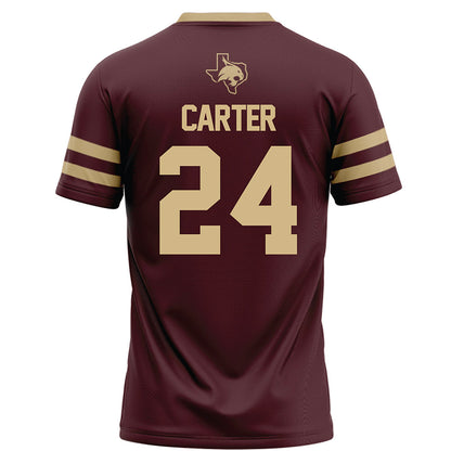 Texas State - NCAA Football : Caleb Carter - Maroon Football Jersey-1