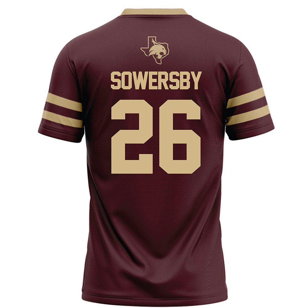 Texas State - NCAA Football : Bradley Sowersby - Maroon Football Jersey-1