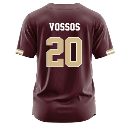 Texas State - NCAA Baseball : Justin Vossos - Maroon Jersey-1