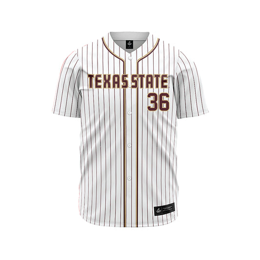 Texas State - NCAA Baseball : Sam Hall - White Jersey-0