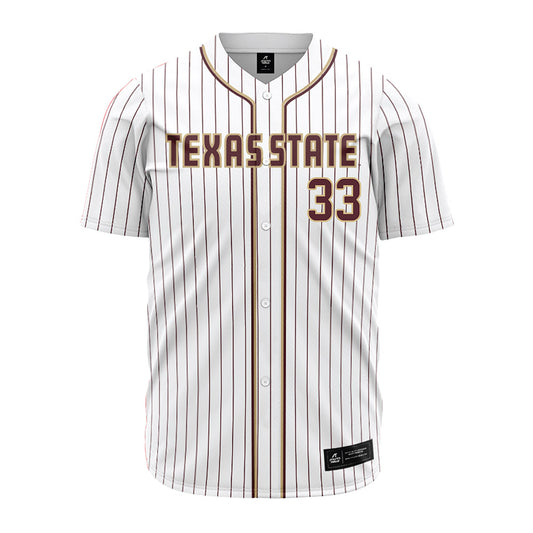 Texas State - NCAA Baseball : Manny Salas - White Jersey-0