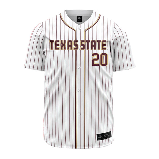 Texas State - NCAA Baseball : Justin Vossos - White Jersey-0