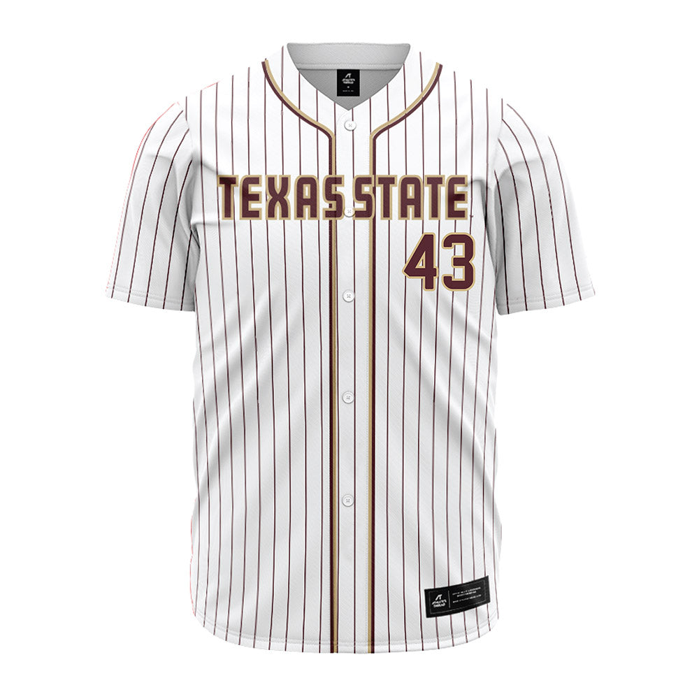 Texas State - NCAA Baseball : Caden Baker - White Jersey-0
