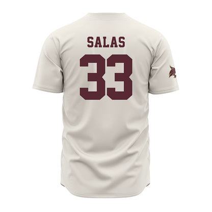 Texas State - NCAA Baseball : Manny Salas - Cream Jersey-1