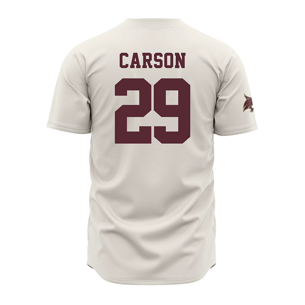 Texas State - NCAA Baseball : Tanner Carson - Cream Jersey-1