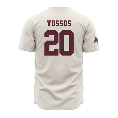 Texas State - NCAA Baseball : Justin Vossos - Cream Jersey-1