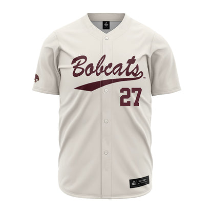 Texas State - NCAA Baseball : Coy DeFury - Cream Jersey-0