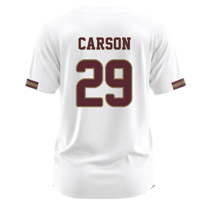 Texas State - NCAA Baseball : Tanner Carson - White Jersey-1