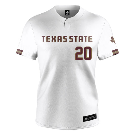 Texas State - NCAA Baseball : Justin Vossos - White Jersey-0