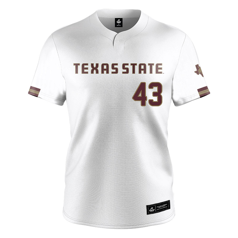 Texas State - NCAA Baseball : Caden Baker - White Jersey-0