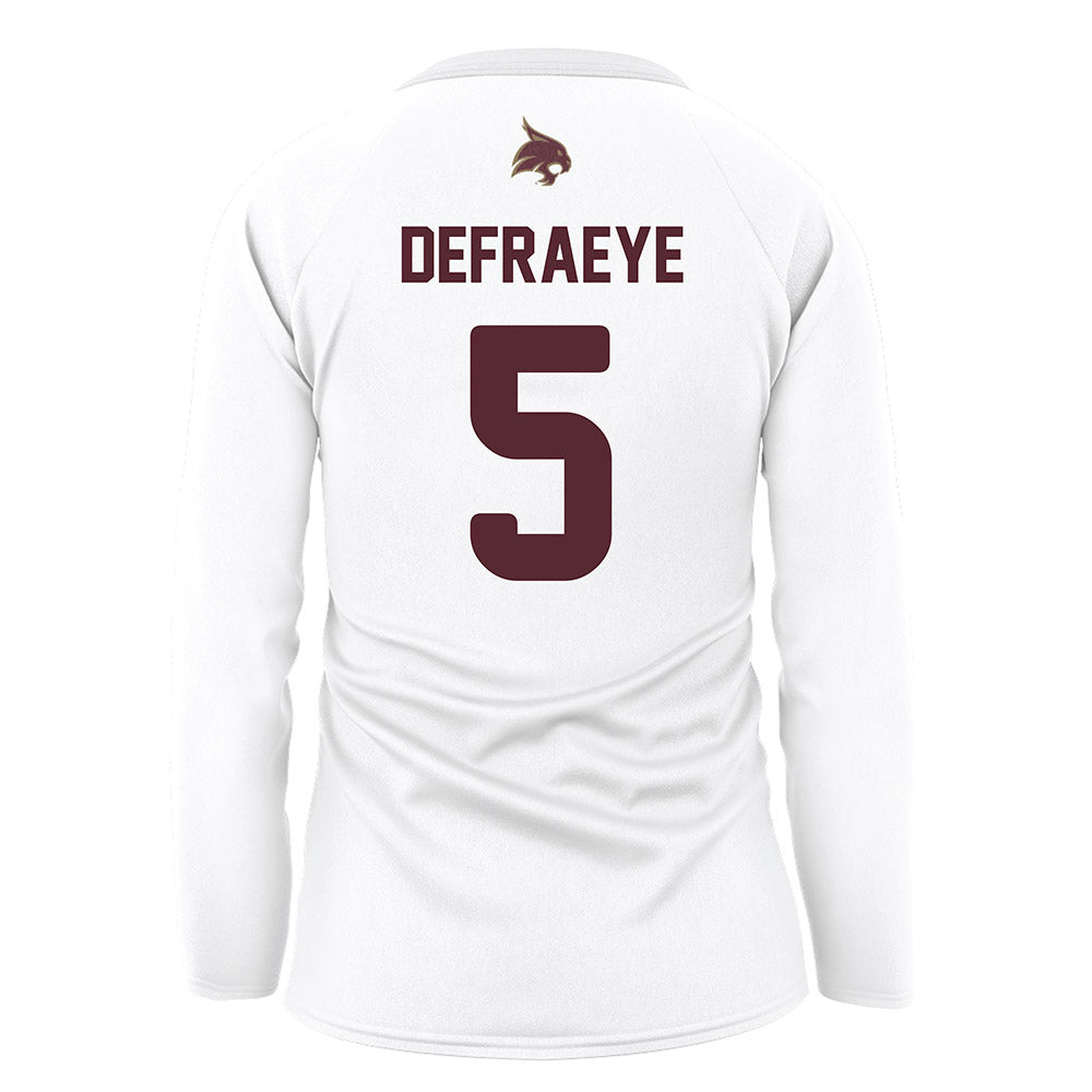 Texas State - NCAA Women's Volleyball : Jade Defraeye - White Volleyball Jersey