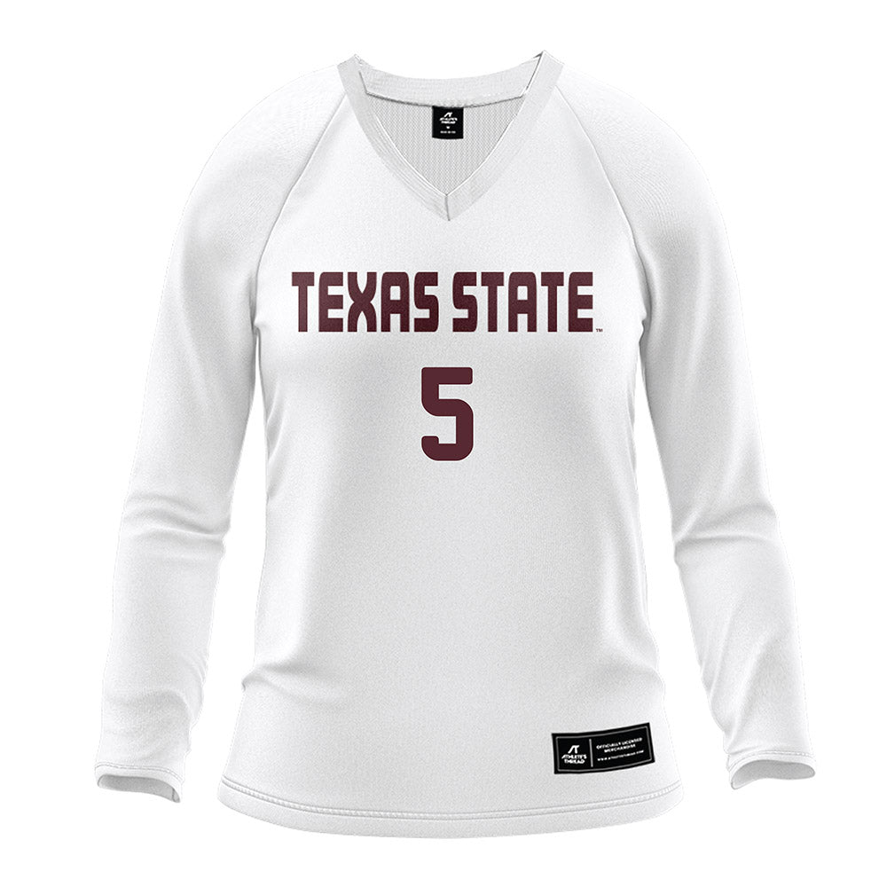 Texas State - NCAA Women's Volleyball : Jade Defraeye - White Volleyball Jersey