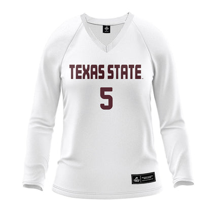 Texas State - NCAA Women's Volleyball : Jade Defraeye - White Volleyball Jersey