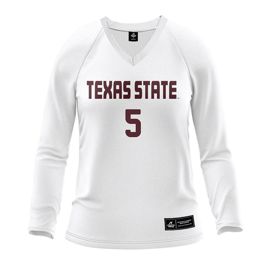 Texas State - NCAA Women's Volleyball : Jade Defraeye - White Volleyball Jersey
