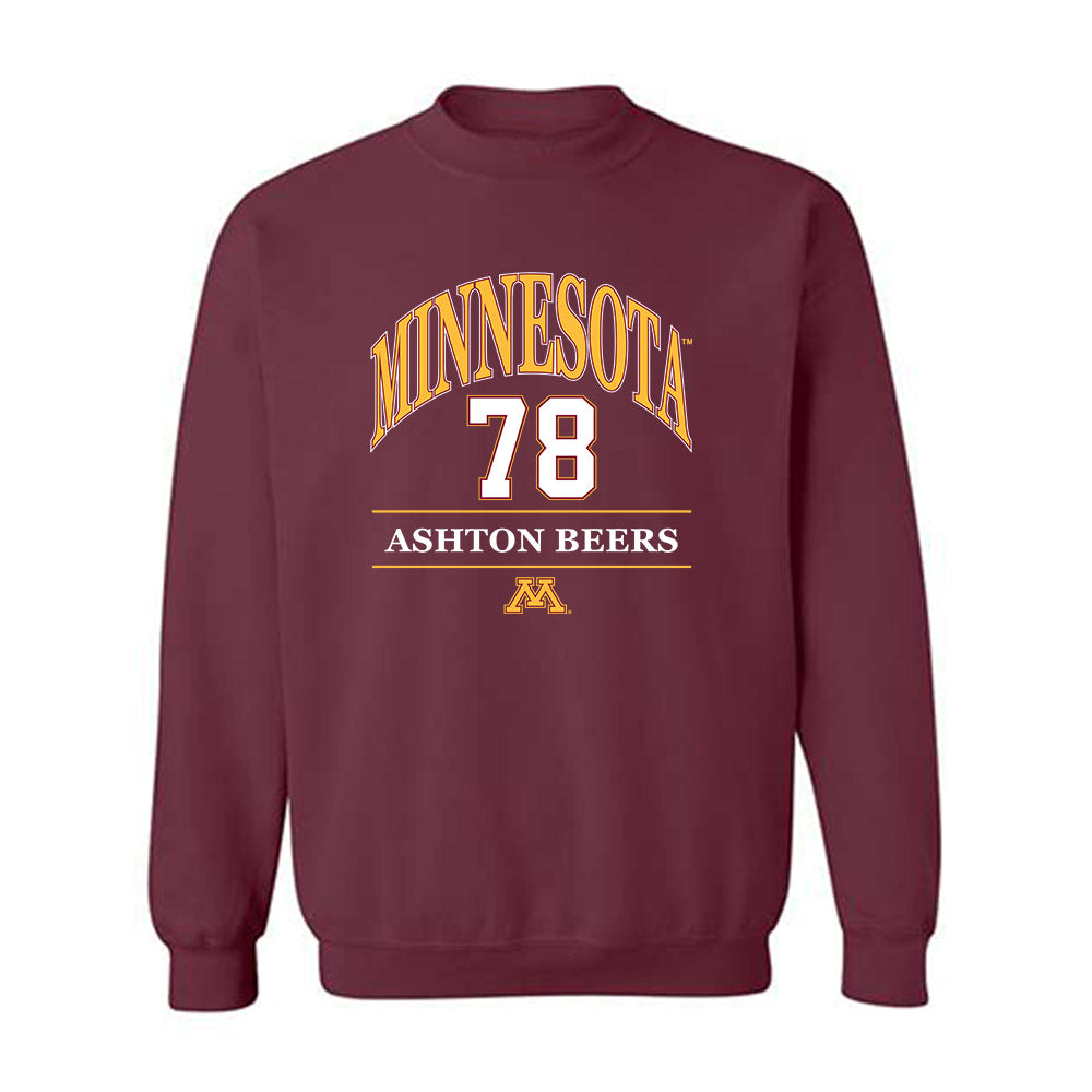 Minnesota - NCAA Football : Ashton Beers - Classic Fashion Shersey Crewneck Sweatshirt-0