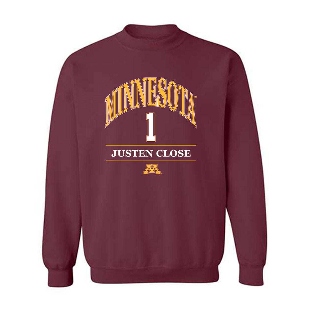 Minnesota - NCAA Men's Ice Hockey : Justen Close - Classic Fashion Shersey Crewneck Sweatshirt