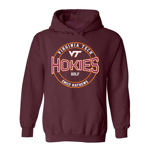 Virginia Tech - NCAA Women's Golf : Emily Mathews - Classic Fashion Shersey Hooded Sweatshirt-0