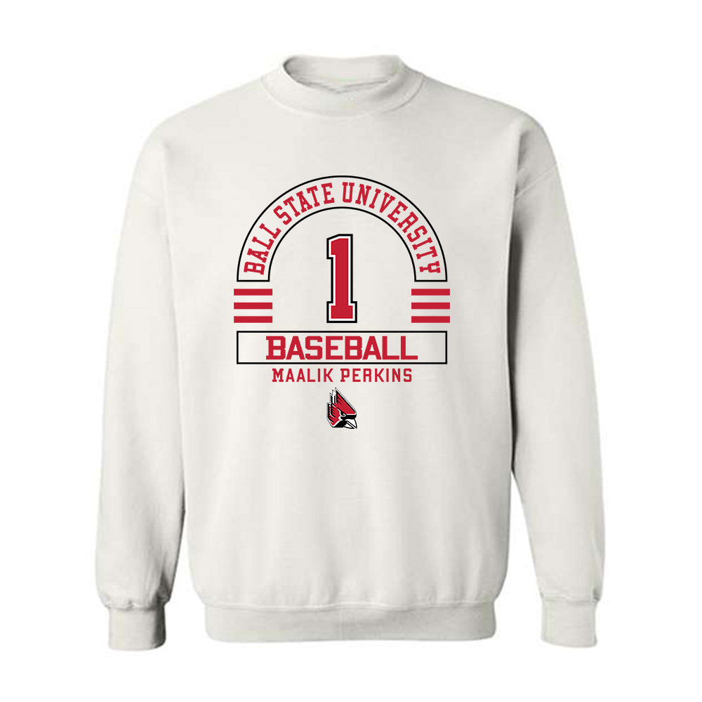 Ball State - NCAA Baseball : Maalik Perkins - Classic Fashion Shersey Crewneck Sweatshirt-0