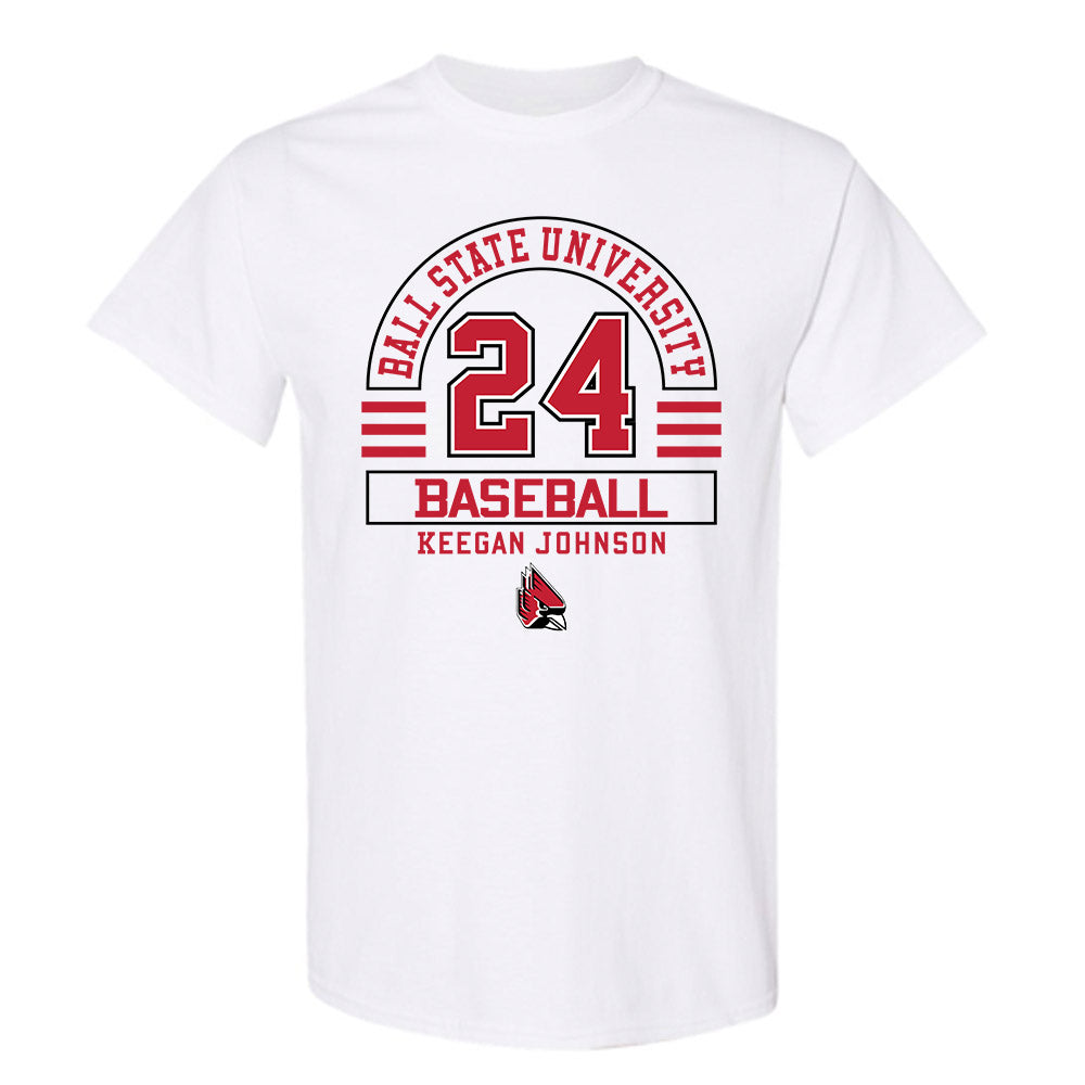 Ball State - NCAA Baseball : Keegan Johnson - Classic Fashion Shersey T-Shirt-0