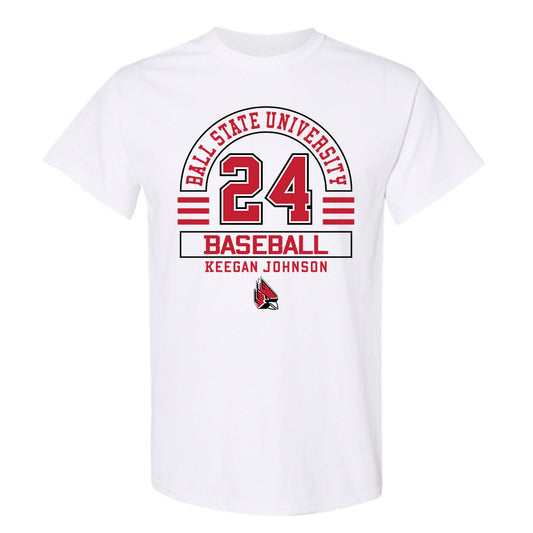 Ball State - NCAA Baseball : Keegan Johnson - Classic Fashion Shersey T-Shirt-0