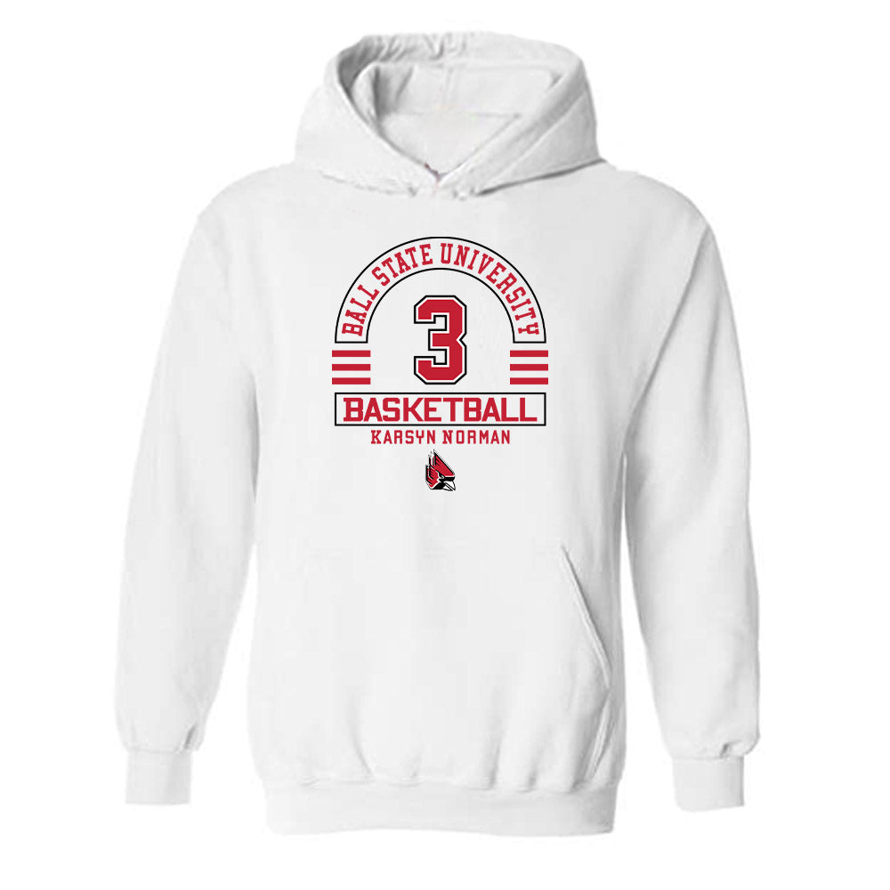 Ball State - NCAA Women's Basketball : Karsyn Norman - Classic Fashion Shersey Hooded Sweatshirt-0