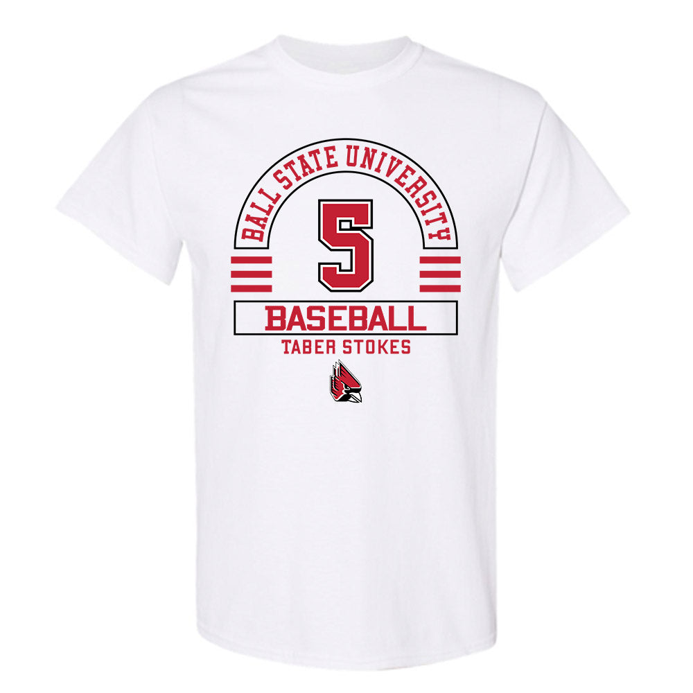 Ball State - NCAA Baseball : Taber Stokes - Classic Fashion Shersey T-Shirt-0