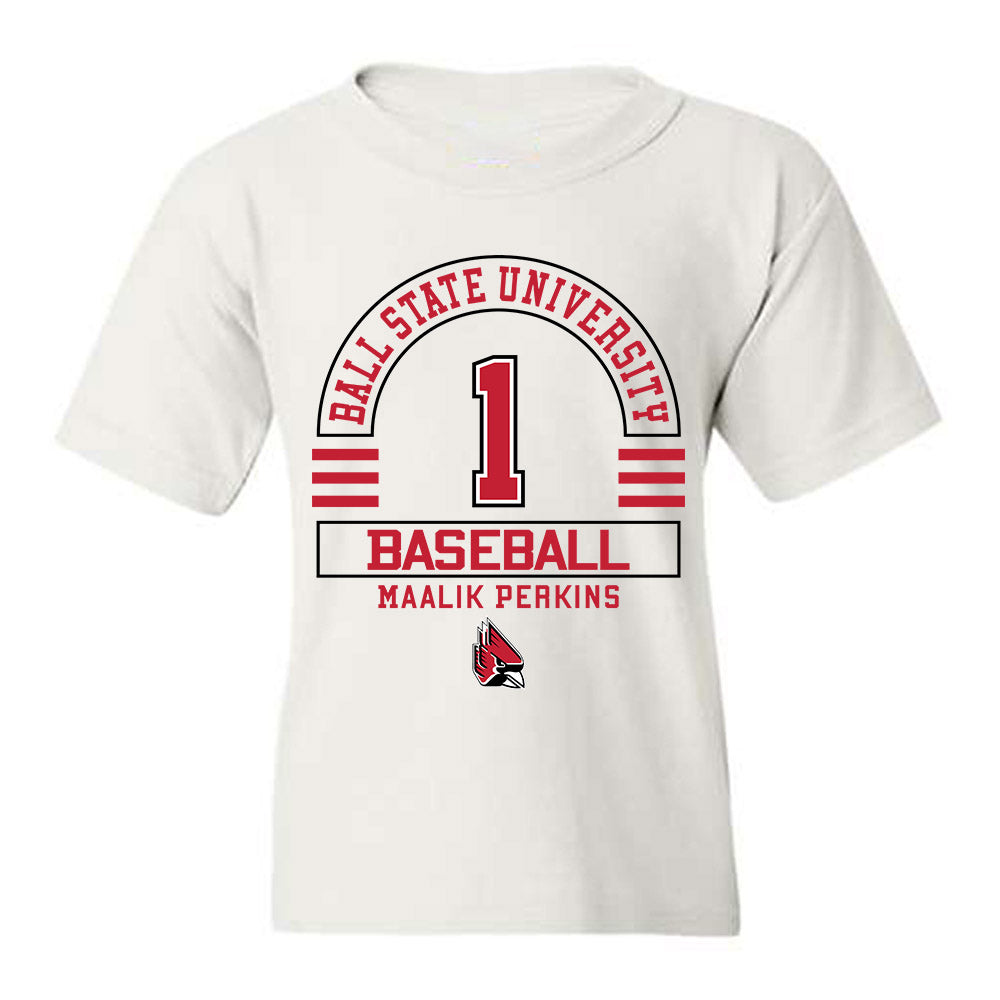 Ball State - NCAA Baseball : Maalik Perkins - Classic Fashion Shersey Youth T-Shirt-0