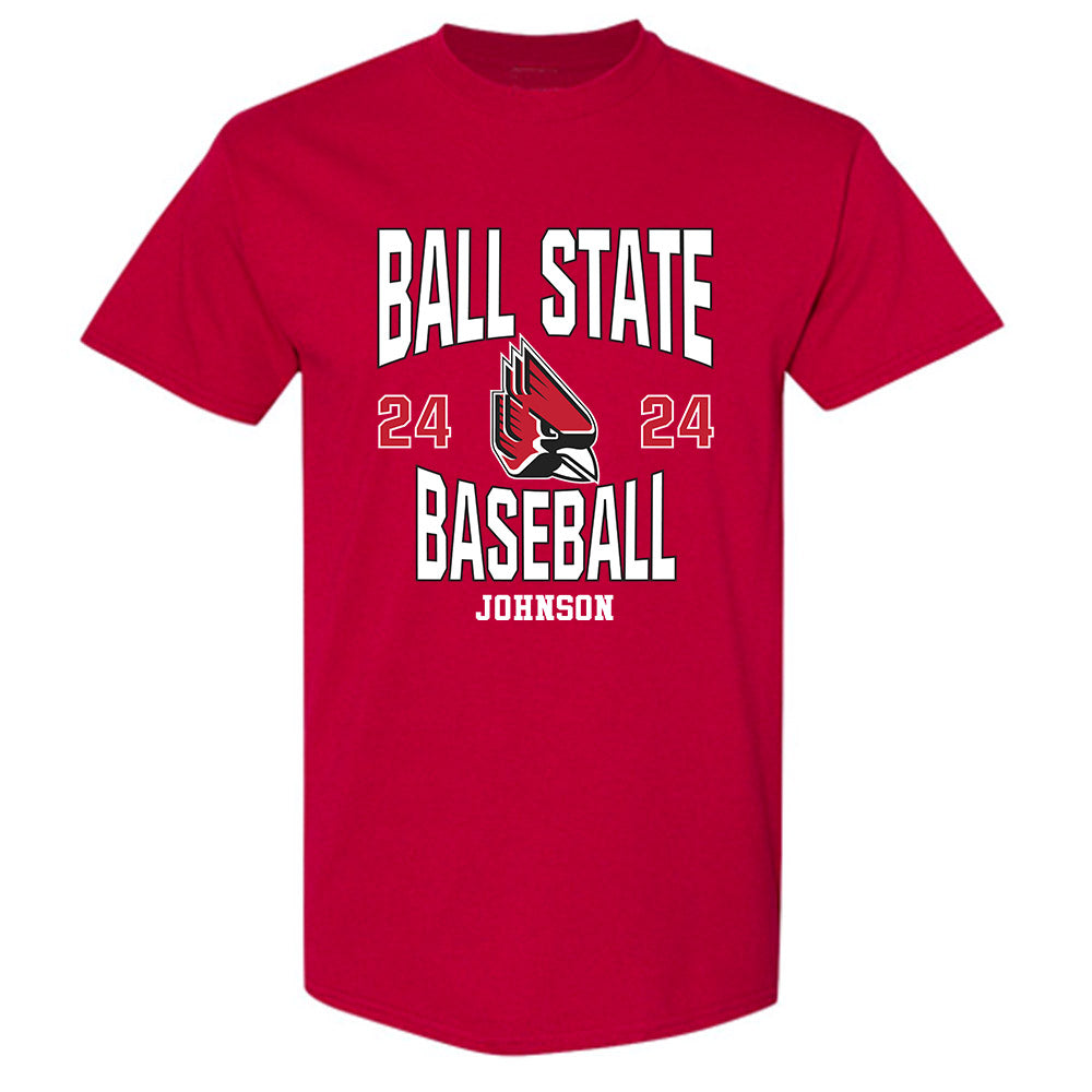 Ball State - NCAA Baseball : Keegan Johnson - Classic Fashion Shersey T-Shirt-0