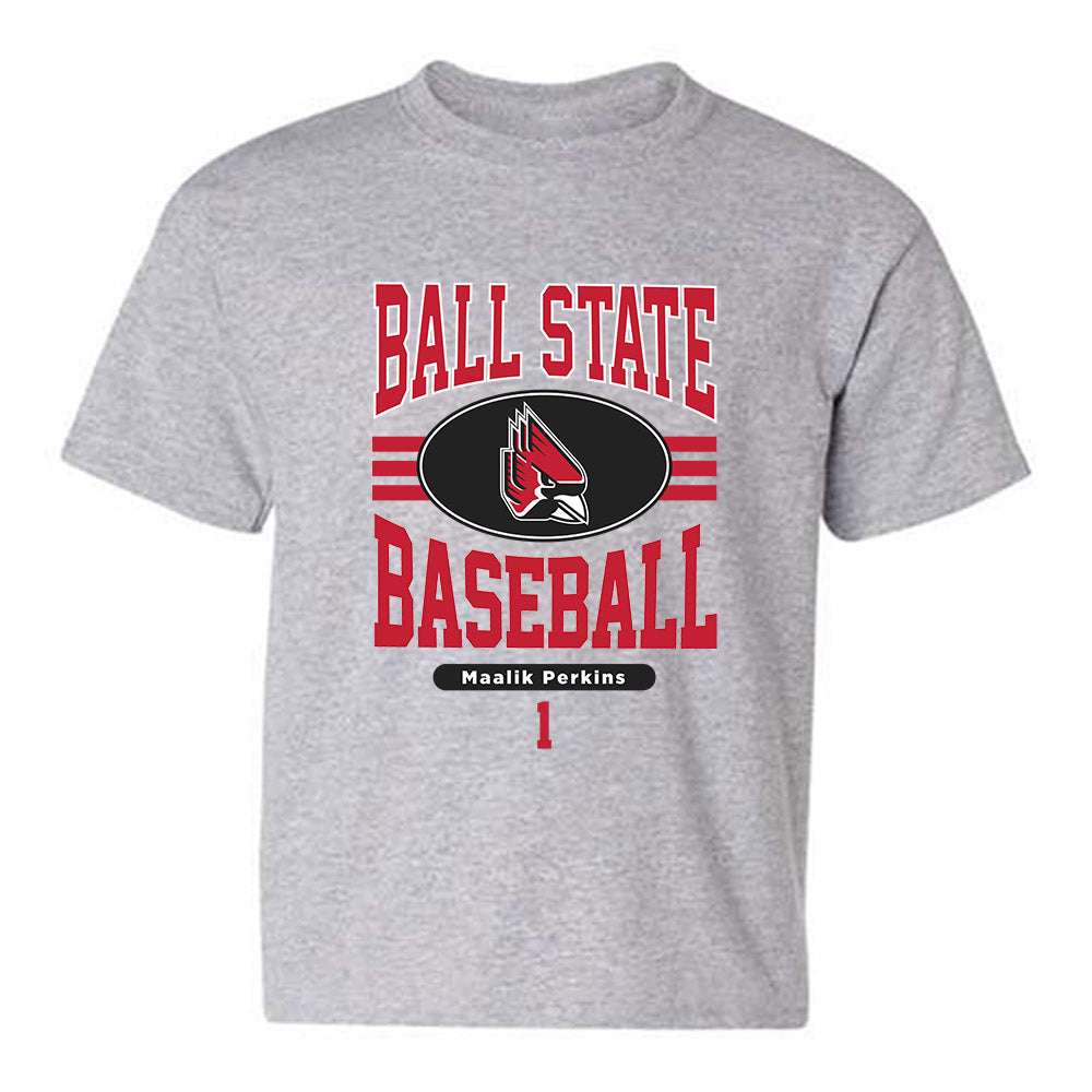 Ball State - NCAA Baseball : Maalik Perkins - Classic Fashion Shersey Youth T-Shirt-0