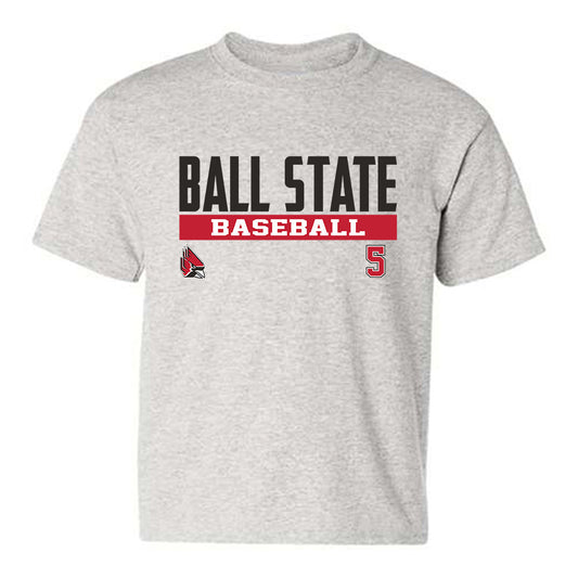 Ball State - NCAA Baseball : Taber Stokes - Classic Fashion Shersey Youth T-Shirt-0