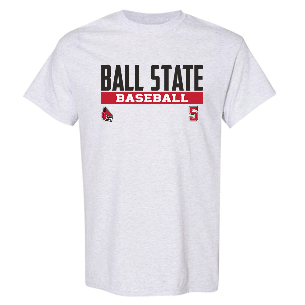 Ball State - NCAA Baseball : Taber Stokes - Classic Fashion Shersey T-Shirt-0