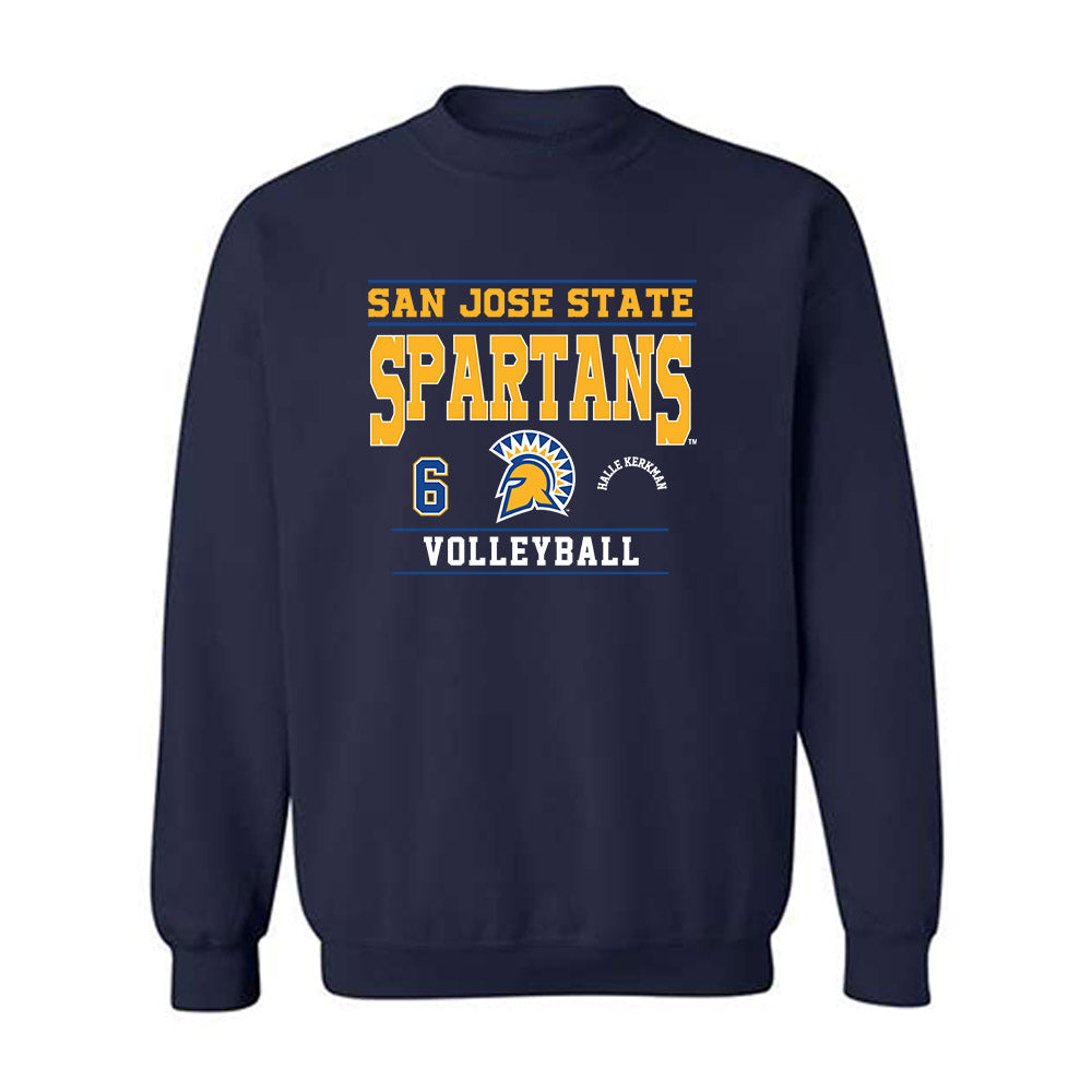 SJSU - NCAA Women's Volleyball : Halle Kerkman - Classic Fashion Shersey Crewneck Sweatshirt-0