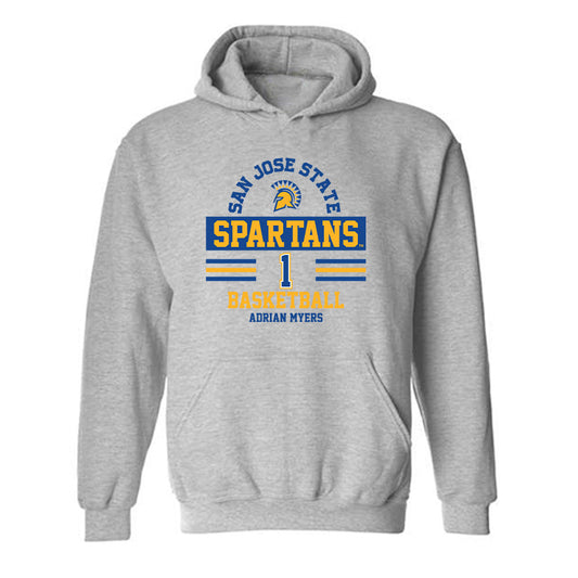 SJSU - NCAA Men's Basketball : Adrian Myers - Classic Fashion Shersey Hooded Sweatshirt-0