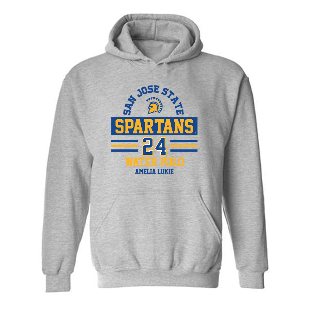 SJSU - NCAA Women's Water Polo : Amelia Lukie - Classic Fashion Shersey Hooded Sweatshirt-0