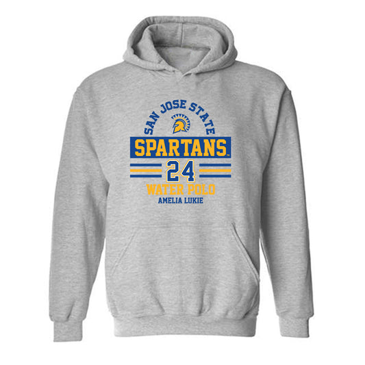 SJSU - NCAA Women's Water Polo : Amelia Lukie - Classic Fashion Shersey Hooded Sweatshirt-0