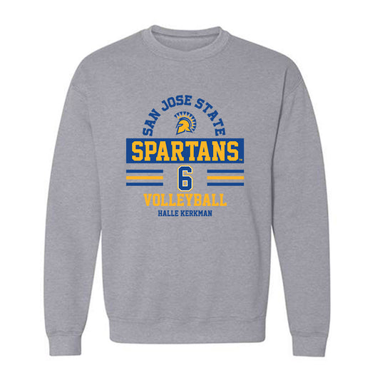 SJSU - NCAA Women's Volleyball : Halle Kerkman - Classic Fashion Shersey Crewneck Sweatshirt-0