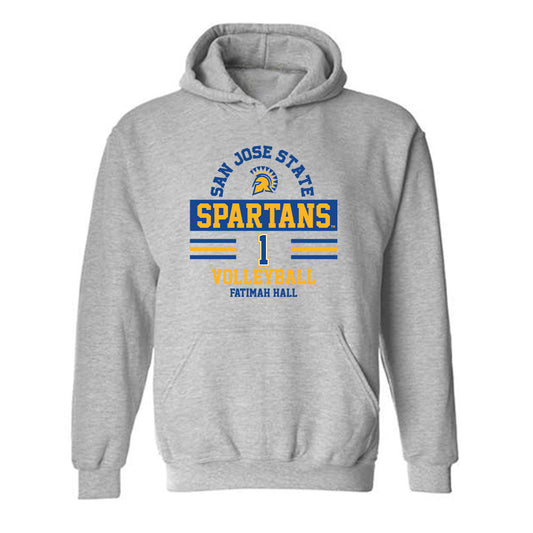 SJSU - NCAA Women's Volleyball : Fatimah Hall - Classic Fashion Shersey Hooded Sweatshirt-0