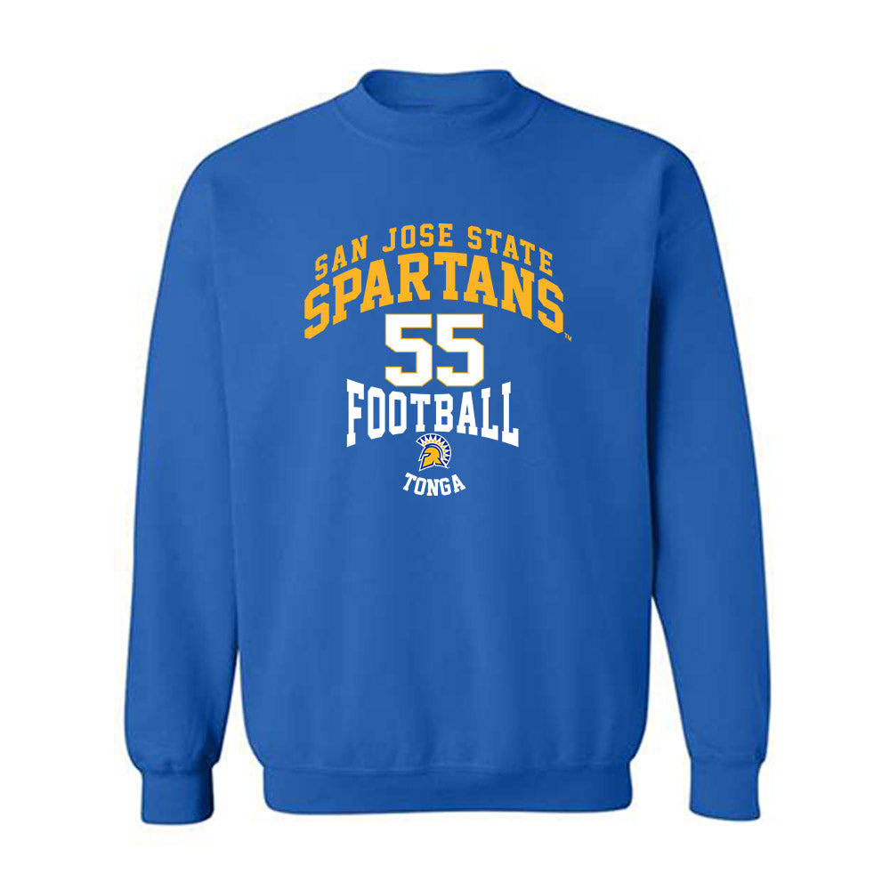 SJSU - NCAA Football : Jordan Tonga - Classic Fashion Shersey Crewneck Sweatshirt-0