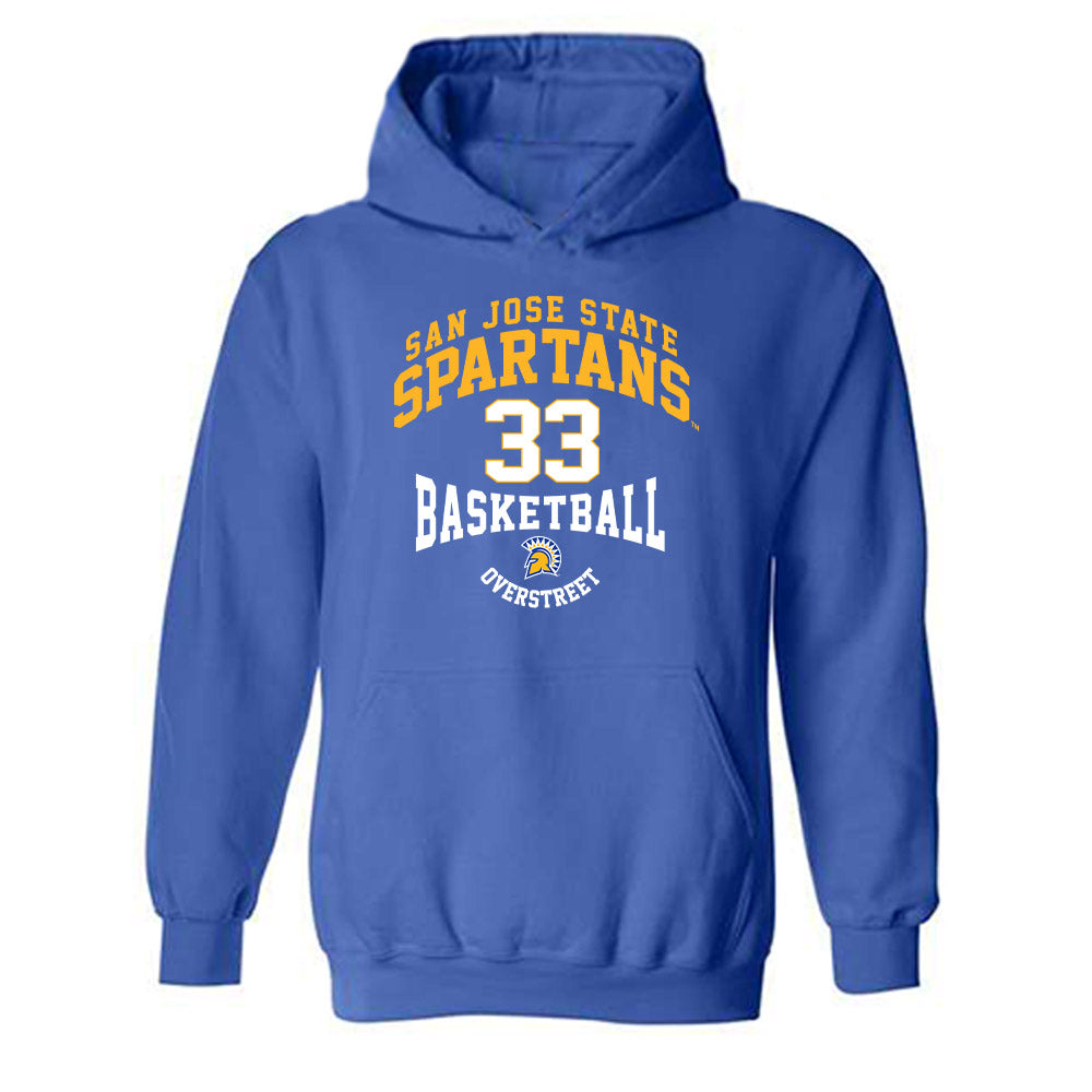 SJSU - NCAA Men's Basketball : Marcus Overstreet - Classic Fashion Shersey Hooded Sweatshirt-0