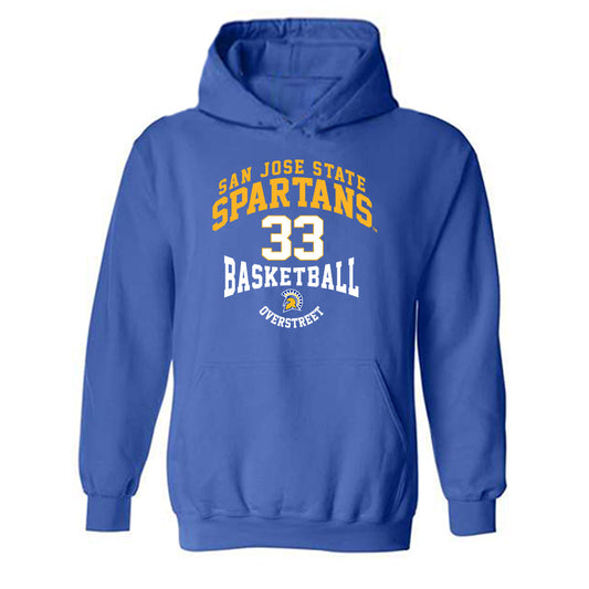 SJSU - NCAA Men's Basketball : Marcus Overstreet - Classic Fashion Shersey Hooded Sweatshirt-0