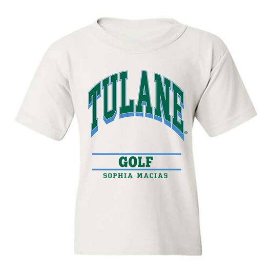 Tulane - NCAA Women's Golf : Sophia Macias - Classic Fashion Shersey Youth T-Shirt-0
